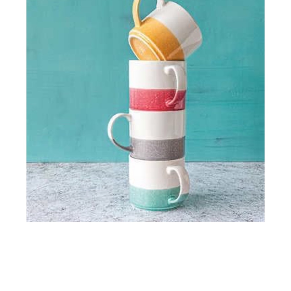 Colorful Ceramic Mug Set - 2 sets of 4 mugs = 8 mugs NEW in boxes.